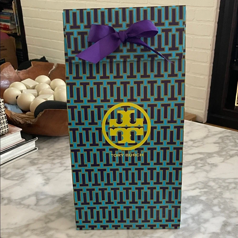 Tory Burch Geometric Blue and Purple Gift Bag